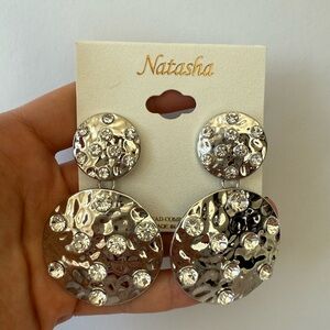 Natasha Couture Silver and Crystal Earrings